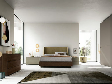 LIBECCIO - Wooden double bed with upholstered headboard by Santalucia Mobili - view 3